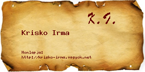 Krisko Irma névjegykártya